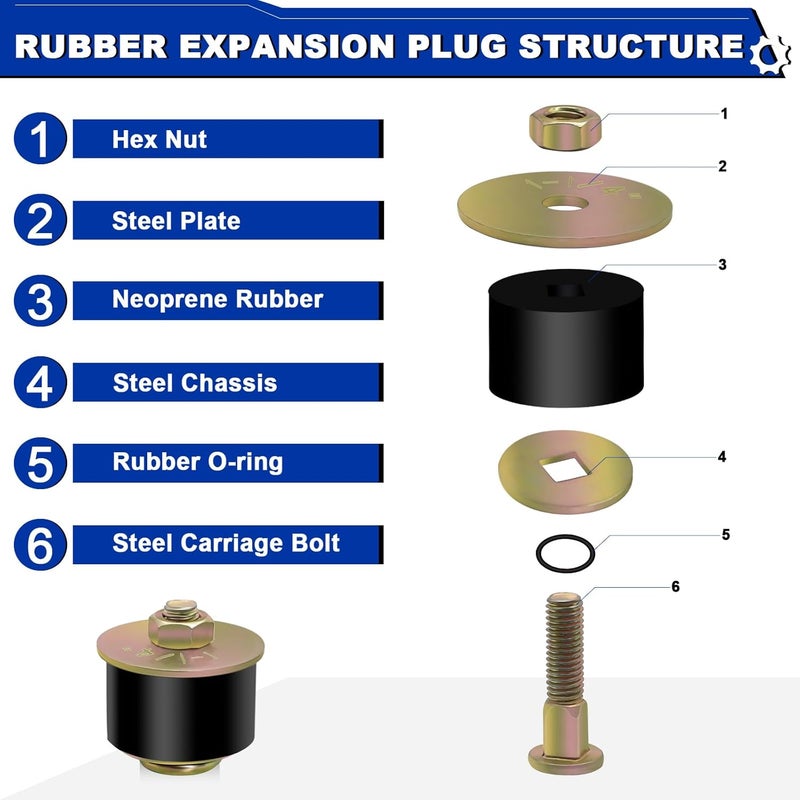 Daptemn 20PCS Expansion Freeze Rubber Plugs Kit,10 Sizes Automotive Engine Rubber Expandable Freeze Plugs Fit Hole 3/4" 7/8" 1" 1-1/8" 1-1/4" 1-3/8" 1-1/2" 1-5/8" 1-3/4" 1-7/8" - Image 3